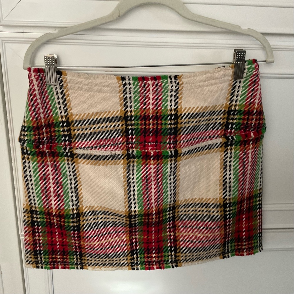 J. CREW Wool/Rayon Plaid Mini Skirt - Size 4